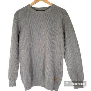 KRONSTADT DENMARK Gray Herringbone Knit Pullover Top 100% Cotton L